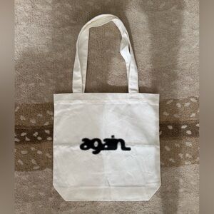 FRED AGAIN White Tote Bag with Black Logo